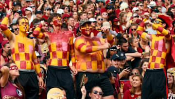 TALLAHASSEE, FL - OCTOBER 7: Florida State Seminoles fans cheer during the first half of an NCAA football game against the Miami Hurricanes at Doak S. Campbell Stadium on October 7, 2017 in Tallahassee, Florida. (Photo by Butch Dill/Getty Images)