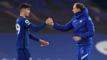 Bayern Munich will not make a move for Kai Havertz (L) despite forward's good relationship with Thomas Tuchel. (Photo by GLYN KIRK/POOL/AFP via Getty Images)