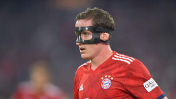 05 August 2018, Germany, Munich: Soccer: Test matches, FC Bayern Munich vs Manchester United in the Allianz Arena. Sebastian Rudy of FC Bayern Munich. Photo: Peter Kneffel/dpa (Photo by Peter Kneffel/picture alliance via Getty Images)
