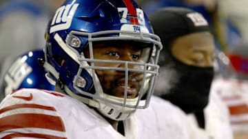 GREEN BAY, WI - JANUARY 8: Marshall Newhouse #73 of the New York Giants sits on the sideline in the third quarter during the NFC Wild Card game against the Green Bay Packers at Lambeau Field on January 8, 2017 in Green Bay, Wisconsin. (Photo by Jonathan Daniel/Getty Images)