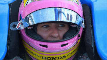 FORT WORTH, TX - JUNE 05: Pippa Mann of England, driver of the #18 Dale Coyne Racing Honda, sits in his car during practice for the Verizon IndyCar Series Firestone 600 at Texas Motor Speedway on June 5, 2015 in Fort Worth, Texas. (Photo by Robert Laberge/Getty Images for Texas Motor Speedway)