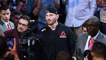 LAS VEGAS, NV - JULY 07: Stipe Miocic prepares to enter the Octagon against Daniel Cormier in their UFC heavyweight championship fight during the UFC 226 event inside T-Mobile Arena on July 7, 2018 in Las Vegas, Nevada. (Photo by Josh Hedges/Zuffa LLC/Zuffa LLC via Getty Images)