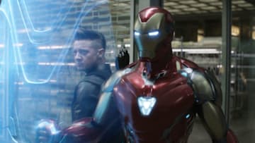 Marvel Studios' AVENGERS: ENDGAME..L to R: Hawkeye (Jeremy Renner) and Iron Man (Robert Downey Jr.)..Photo: Film Frame..©Marvel Studios 2019