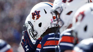 Detailed view of Auburn Tigers helmets (Photo by Joe Robbins/Getty Images)