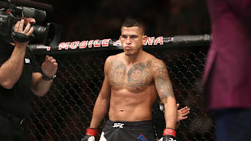 LAS VEGAS, NV - JULY 9: Anthony Pettis stands in the Octagon prior to his bout against Jim Miller in their lightweight bout during the UFC 213 event at T-Mobile Arena on July 9, 2017 in Las Vegas, Nevada. (Photo by Rey Del Rio/Getty Images)