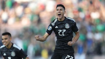 PASADENA, CA - JUNE 15: Uriel Antuna #22 of Mexico celebrates after scoring his team's first goal during a CONCACAF Gold Cup Group A match between Mexico and Cuba at Rose Bowl on June 15, 2019 in Pasadena, California. (Photo by Omar Vega/Getty Images)