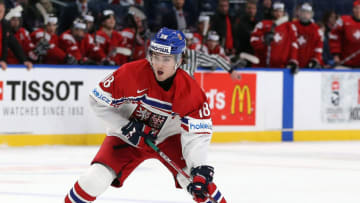 BUFFALO, NY - DECEMBER 31: Filip Zadina #18 of Czech Republic during the IIHF World Junior Championship against Switzerland at KeyBank Center on December 31, 2017 in Buffalo, New York. (Photo by Kevin Hoffman/Getty Images)