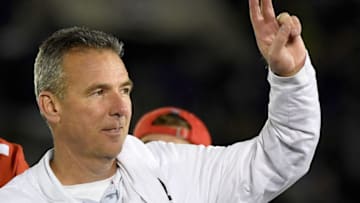PASADENA, CA - JANUARY 01: Ohio State Buckeyes head coach Urban Meyer celebrates winning the Rose Bowl Game presented by Northwestern Mutual at the Rose Bowl on January 1, 2019 in Pasadena, California. (Photo by Kevork Djansezian/Getty Images)