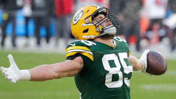 Green Bay Packers tight end Robert Tonyan (85) celebrates a second half touchdown reception against the Tampa Bay Buccaneers during the NFC Championship game on Sunday, January 24, 2021, at Lambeau Field in Green Bay, Wis.Wm. Glasheen USA TODAY NETWORK-WisconsinApc Packers Vs Bucs Nfc Champ 2268 012421 Wag