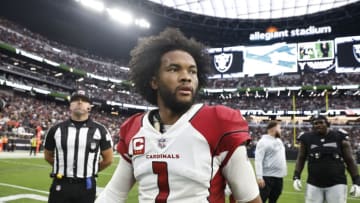 LAS VEGAS, NEVADA - SEPTEMBER 18: Kyler Murray #1 of the Arizona Cardinals looks on following a game against the Las Vegas Raiders at Allegiant Stadium on September 18, 2022 in Las Vegas, Nevada. (Photo by Michael Owens/Getty Images)