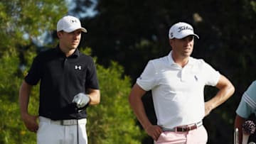 HONOLULU, HI - JANUARY 09: Jordan Spieth and Justin Thomas of the United States look on during practice rounds prior to the Sony Open In Hawaii at Waialae Country Club on January 9, 2018 in Honolulu, Hawaii. (Photo by Gregory Shamus/Getty Images)
