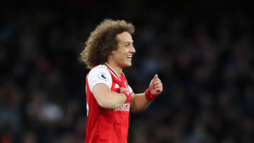 LONDON, ENGLAND - OCTOBER 27: David Luiz of Arsenal celebrates after scoring his team's second goal during the Premier League match between Arsenal FC and Crystal Palace at Emirates Stadium on October 27, 2019 in London, United Kingdom. (Photo by Alex Morton/Getty Images)