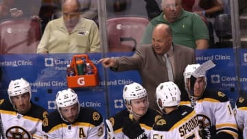 Nov 1, 2016; Sunrise, FL, USA; Boston Bruins head coach Claude Julien reacts in the first period of a game against the Florida Panthers at BB&T Center. Mandatory Credit: Robert Mayer-USA TODAY Sports