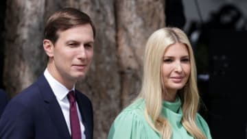 WASHINGTON, DC - SEPTEMBER 15: Special adviser to the president Jared Kushner (L) and Ivanka Trump arrive to the signing ceremony of the Abraham Accords on the South Lawn of the White House September 15, 2020 in Washington, DC. Witnessed by President Trump, Prime Minister Netanyahu signed a peace deal with the UAE and a declaration of intent to make peace with Bahrain. (Photo by Alex Wong/Getty Images)