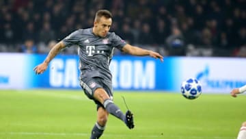 AMSTERDAM, NETHERLANDS - DECEMBER 12: Rafinha of Bayern Munich during the UEFA Champions League Group E match between Ajax and FC Bayern Munich at Johan Cruyff Arena on December 12, 2018 in Amsterdam, Netherlands. (Photo by Jean Catuffe/Getty Images)