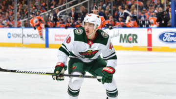 EDMONTON, AB - MARCH 10: Jared Spurgeon #46 of the Minnesota Wild skates during the game against the Edmonton Oilers on March 10, 2018 at Rogers Place in Edmonton, Alberta, Canada. (Photo by Andy Devlin/NHLI via Getty Images)