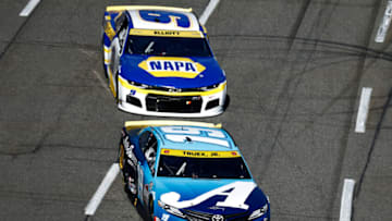 Martin Truex Jr., Joe Gibbs Racing, and Chase Elliott, Hendrick Motorsports, NASCAR (Photo by Jared C. Tilton/Getty Images)