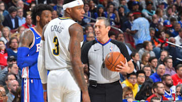 PHILADELPHIA, PA - MARCH 26: Referee, J.T. Orr smiles during the Denver Nuggets game against the Philadelphia 76ers on March 26, 2018 in Philadelphia, Pennsylvania. NOTE TO USER: User expressly acknowledges and agrees that, by downloading and/or using this Photograph, user is consenting to the terms and conditions of the Getty Images License Agreement. Mandatory Copyright Notice: Copyright 2018 NBAE (Photo by Jesse D. Garrabrant/NBAE via Getty Images)