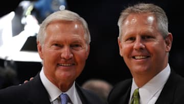 LOS ANGELES, CA - JUNE 03: Former Lakers player and Genral Manager Jerry West (L) and Team President Danny Ainge of the Boston Celtics pose for a photo as the Celtics get set to play the Los Angeles Lakers in Game One of the 2010 NBA Finals at Staples Center on June 3, 2010 in Los Angeles, California. NOTE TO USER: User expressly acknowledges and agrees that, by downloading and/or using this Photograph, user is consenting to the terms and conditions of the Getty Images License Agreement (Photo by Lisa Blumenfeld/Getty Images)
