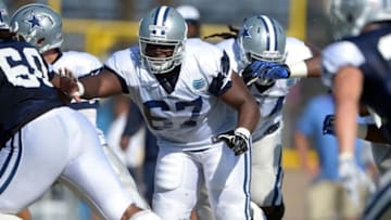 Jul 31, 2014; Oxnard, CA, USA; Dallas Cowboys guard Ronald Patrick (67) at training camp at the River Ridge Fields. Mandatory Credit: Kirby Lee-USA TODAY Sports