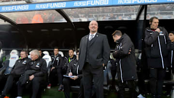 NEWCASTLE UPON TYNE, ENGLAND - FEBRUARY 11: Rafael Benitez, Manager of Newcastle United looks on prior to the Premier League match between Newcastle United and Manchester United at St. James Park on February 11, 2018 in Newcastle upon Tyne, England. (Photo by Mark Runnacles/Getty Images)