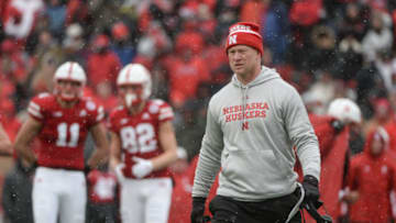 LINCOLN, NE - NOVEMBER 17: Head coach Scott Frost of the Nebraska Cornhuskers walks on the field during the game against the Michigan State Spartans at Memorial Stadium on November 17, 2018 in Lincoln, Nebraska. (Photo by Steven Branscombe/Getty Images)