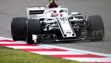 SHANGHAI, CHINA - APRIL 14: Charles Leclerc of Monaco driving the (16) Alfa Romeo Sauber F1 Team C37 Ferrari (Photo by Lintao Zhang/Getty Images)