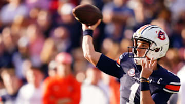 NCAA transfer portalNov 25, 2023; Auburn, Alabama, USA; Auburn Tigers quarterback Payton Thorne (1) passing against the Alabama Crimson Tide during the first quarter at Jordan-Hare Stadium. Mandatory Credit: John David Mercer-USA TODAY Sports
