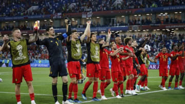 KALININGRAD, RUSSIA - JUNE 28 : celebration Belgian players during the FIFA 2018 World Cup Russia group G phase match between England and Belgium at the Kaliningrad Stadium on June 28, 2018 in Kaliningrad, Russia, 28/06/18 ( Photo by Jimmy Bolcina / Photonews via Getty Images)