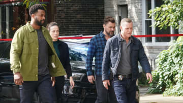 CHICAGO P.D. -- "Sympathetic Reflex" Episode 1006 -- Pictured: (l-r) LaRoyce Hawkins as Kevin Atwater, Marina Squerciati as Kim Burgess, Patrick John Flueger as Adam Ruzek, Jason Beghe as Hank Voight -- (Photo by: Lori Allen/NBC)