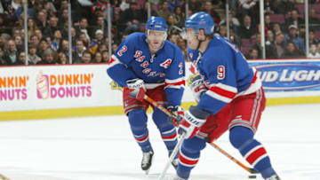 2003 Season: Player Brian Leetch of the New York Rangers. (Photo by Bruce Bennett Studios via Getty Images Studios/Getty Images)