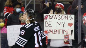 New Jersey Devils center Dawson Mercer (18): Ed Mulholland-USA TODAY Sports