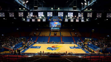 Feb 3, 2016; Lawrence, KS, USA; An overall view of Allen Fieldhouse before the game between the Kansas State Wildcats and Kansas Jayhawks. Mandatory Credit: John Rieger-USA TODAY Sports