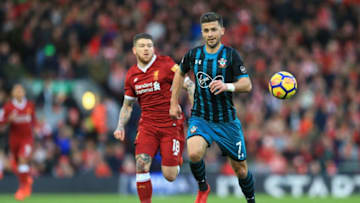 LIVERPOOL, ENGLAND - NOVEMBER 18: Shane Long of Southampton in action during the Premier League match between Liverpool and Southampton at Anfield on November 18, 2017 in Liverpool, England. (Photo by Jan Kruger/Getty Images)