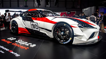 GENEVA, SWITZERLAND - MARCH 06: New Toyota GR Supra Racing Concept is displayed at the 88th Geneva International Motor Show on March 6, 2018 in Geneva, Switzerland. Global automakers are converging on the show as many seek to roll out viable, mass-production alternatives to the traditional combustion engine, especially in the form of electric cars. The Geneva auto show is also the premiere venue for luxury sports cars and imaginative prototypes. (Photo by Robert Hradil/Getty Images)