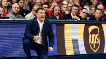 TUCSON, ARIZONA - DECEMBER 14: Head coach Sean Miller of the Arizona Wildcats reacts on the sidelines of the game against the Gonzaga Bulldogs at McKale Center on December 14, 2019 in Tucson, Arizona. (Photo by Jennifer Stewart/Getty Images)