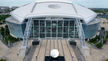 ARLINGTON, TEXAS - APRIL 01: An aerial drone view of AT&T Stadium, where the Dallas Cowboys NFL football team plays, on April 01, 2020 in Arlington, Texas. The NBA, NHL, NCAA and MLB have all announced cancellations or postponements of events because of COVID-19. (Photo by Tom Pennington/Getty Images)