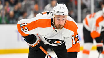Feb 16, 2023; Seattle, Washington, USA; Philadelphia Flyers center Kevin Hayes (13) during the second period at Climate Pledge Arena. Seattle defeated Philadelphia 6-2. Mandatory Credit: Steven Bisig-USA TODAY Sports