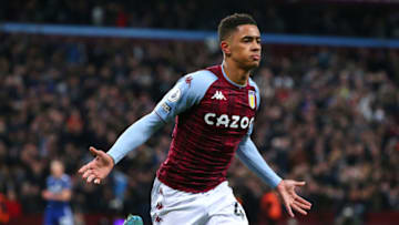 BIRMINGHAM, ENGLAND - FEBRUARY 09: Jacob Ramsey of Aston Villa celebrates after scoring their third goal during the Premier League match between Aston Villa and Leeds United at Villa Park on February 09, 2022 in Birmingham, England. (Photo by Alex Livesey - Danehouse/Getty Images )