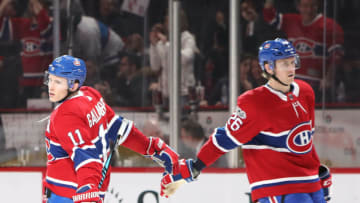 Dec 2, 2017; Montreal, Quebec, CAN; Montreal Canadiens Brendan Gallagher and Jeff Petry. Mandatory Credit: Jean-Yves Ahern-USA TODAY Sports