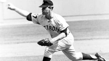 ST. LOUIS - OCTOBER, 1968: Pitcher Denny McLain of the Detroit Tigers, delivers a pitch during Game 1 of the World Series on October 2, 1968 at Busch Stadium in St. Louis, Missouri. (Photo by: Kidwiler Collection/Diamond Images/Getty Images)