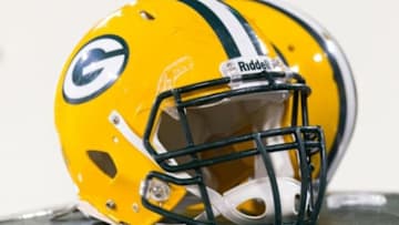 Nov 4, 2013; Green Bay, WI, USA; A Green Bay Packers helmet during the game against the Chicago Bears at Lambeau Field. Chicago won 27-20. Mandatory Credit: Jeff Hanisch-USA TODAY Sports