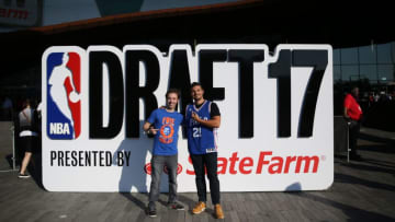 NEW YORK, USA - JUNE 22: Fans take memorial photos before attending NBA Draft 2017 in Brooklyn borough of New York, United States on June 22, 2017. (Photo by Mohammed Elshamy/Anadolu Agency/Getty Images)
