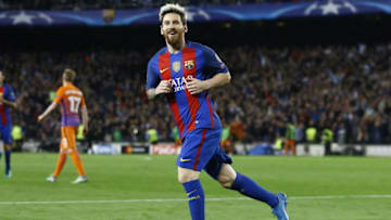 Lionel Messi of FC Barcelona scoredduring the UEFA Champions League group C match between FC Barcelona and Manchester City on October 19, 2016 at the Camp Nou stadium in Barcelona, Spain.(Photo by VI Images via Getty Images)