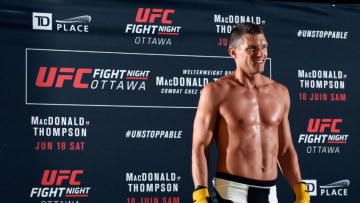 OTTAWA, ON - JUNE 16: Stephen Thompson of the United States works out for fans and media during the UFC Fight Night Open Workouts at the Aberdeen Pavilion on June 16, 2016 in Ottawa, Ontario, Canada. (Photo by Jeff Bottari/Zuffa LLC/Zuffa LLC via Getty Images)