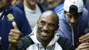 Jan 22, 2014; Coral Gables, FL, USA; Los Angeles Lakers shooting guard Kobe Bryant attends a game between the Duke Blue Devils and Miami Hurricanes at BankUnited Center. Mandatory Credit: Robert Mayer-USA TODAY Sports
