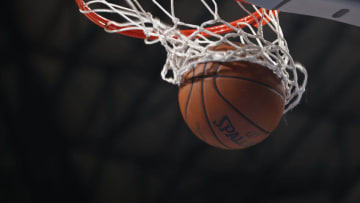 DALLAS, TX - DECEMBER 12: A generic basketball photo of the Official @NBA Spalding basketball going through the net during the San Antonio Spurs game against the Dallas Mavericks on December 12, 2017 at the American Airlines Center in Dallas, Texas. NOTE TO USER: User expressly acknowledges and agrees that, by downloading and or using this photograph, User is consenting to the terms and conditions of the Getty Images License Agreement. Mandatory Copyright Notice: Copyright 2017 NBAE (Photo by Glenn James/NBAE via Getty Images)
