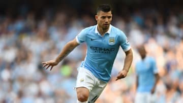 MANCHESTER, ENGLAND - MAY 08: Sergio Aguero of Manchester City controls the ball during the Barclays Premier League match between Manchester City and Arsenal at the Etihad Stadium on May 8, 2016 in Manchester, England. (Photo by Laurence Griffiths/Getty Images)