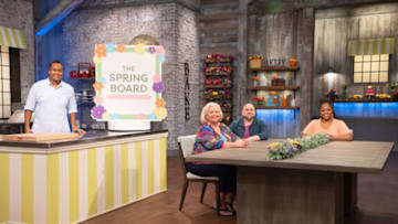 Group of Ali, Nancy, Duff and Kardea before elimination, as seen on Spring Baking Championship, Season 7. Photo provided by Food Network