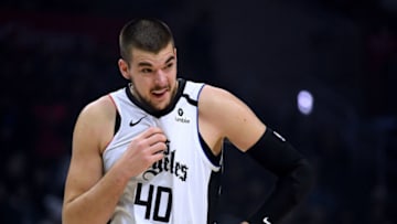 LOS ANGELES, CALIFORNIA - FEBRUARY 21: Ivica Zubac #40 of the LA Clippers reacts after a foul during the game against the Orlando Magic at Staples Center on February 21, 2020 in Los Angeles, California. NOTE TO USER: User expressly acknowledges and agrees that, by downloading and or using this photograph, User is consenting to the terms and conditions of the Getty Images License Agreement. (Photo by Harry How/Getty Images)